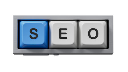 Business and design concept - surreal Computer keyboard keys with text SEO. the symbol of...
