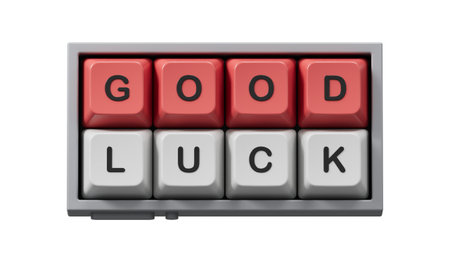 Good luck symbol. Computer keyboard keys with words Good luck. Business and Good luck concept. Copy space.Supports PNG files with transparent backgrounds.の写真素材