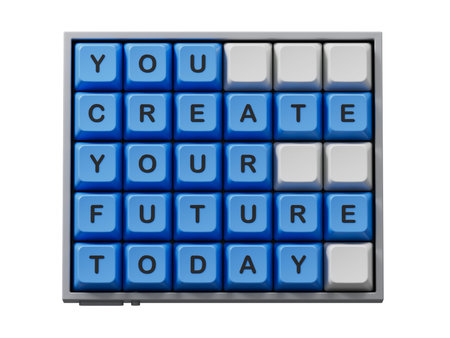 Future and development symbol. Computer keyboard keys with words You Create your Future...