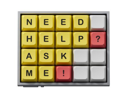 Need help? ask me! symbol. Concept words Need help ask me on Computer keyboard keys.Business and...