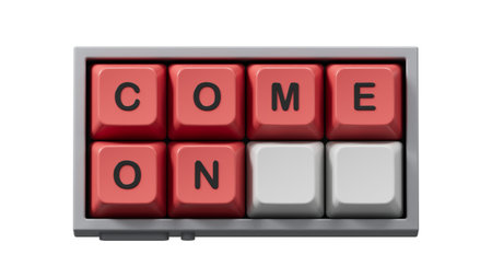 3D illustration of 'COME ON' in English, using a bold font. It conveys encouragement and motivation.