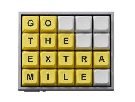 Go the extra mile symbol. Computer keyboard keys with words Go the extra mile.Business and Go the...