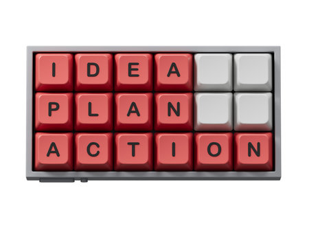 Idea Plan Action symbol. Computer keyboard keys with words Idea Plan Action.Business and Idea Plan...