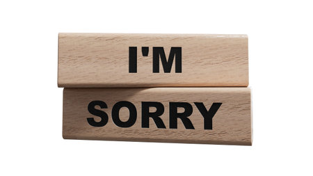 3D illustration of I'M SORRY using a heartfelt font. It symbolizes sincere remorse and apology....
