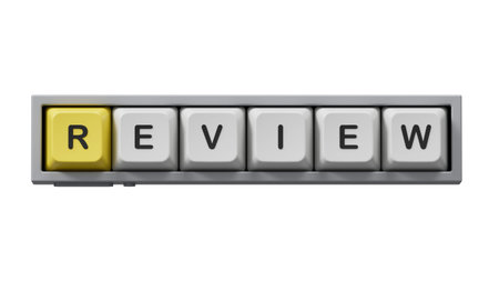 Review.3D illustration of Computer keyboard keys.close up of Computer keyboard keys,Supports PNG...