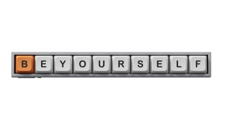 Computer keyboard keys with Be yourself lettering. Top view.close up of Computer keyboard keys,Business Concept.Supports PNG files with transparent backgrounds.の写真素材