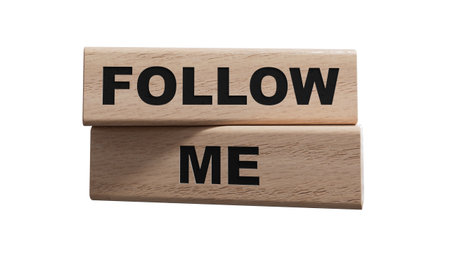 3D illustration of "FOLLOW ME" in English, using a bold font. It conveys guidance and direction.の写真素材