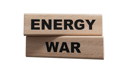 Energy war symbol. Concept words Energy war on beautiful wooden stick. Business and Energy war...