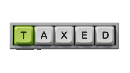 Computer keyboard keys with TAXED business word.close up of Computer keyboard keys,Business Concept.Supports PNG files with transparent backgrounds.の写真素材