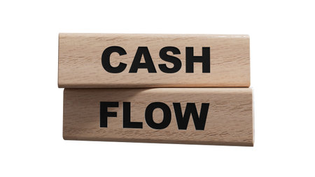 CASH FLOW words on wooden blocks. wooden blocks. Copy space.Supports PNG files with transparent...
