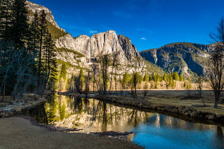 Yosemite river and waterfall view, shoot in 2020 springの写真素材