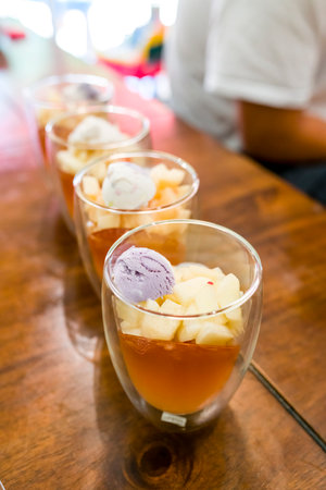 Mango Ice cream with Jellyの写真素材