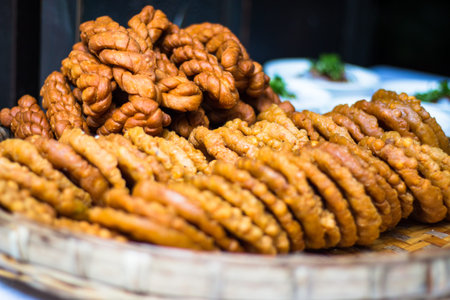 Fried snacks on the streetの写真素材