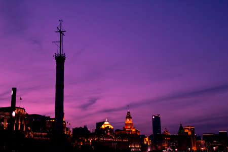 Night view near the Huangpu River, Shanghaiの写真素材