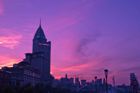Dusk at the city of Shanghaiのeditorial素材
