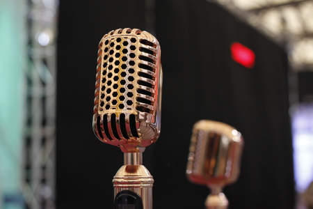 close up of microphonesの写真素材
