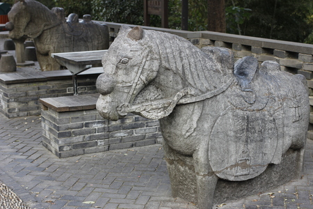 Stone carving of a horseの写真素材