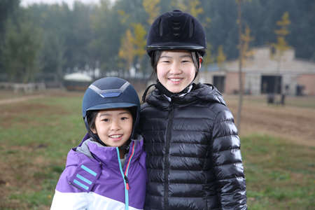 Girls in helmetsのeditorial素材