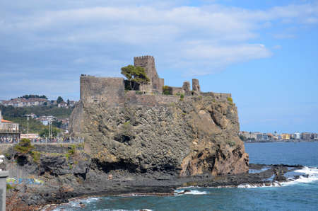 View of Norman castle with seaのeditorial素材