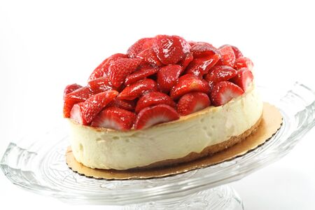Strawberry Cheesecake Isolated Over White.の写真素材