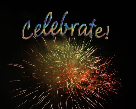 Fireworks display with celebrate text, good for party invitations ,birthday cards,etc.の写真素材