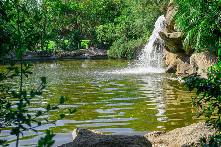A small waterfall in the park