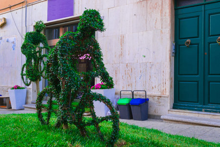 Sculpture of cycling plants in the gardens
