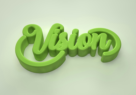 Vision 3D green wording on light green backgroundの写真素材