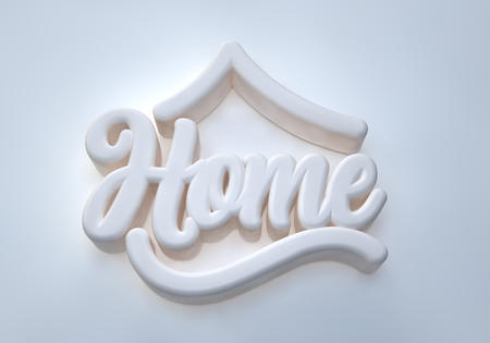 Home 3D white wording on white backgroundの写真素材