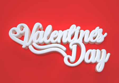 Valentine's Day 3D white wording on red backgroundの写真素材