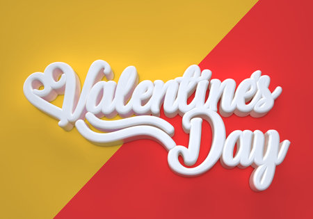 Valentine's Day 3D white wording on red and orange background