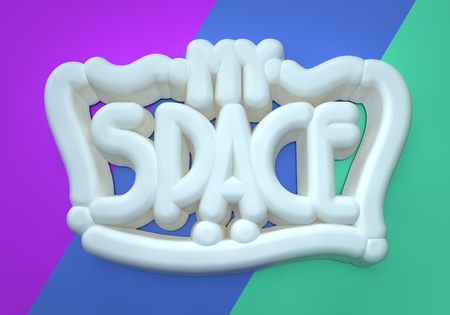 My Space white 3D wording on colored backgroundの写真素材