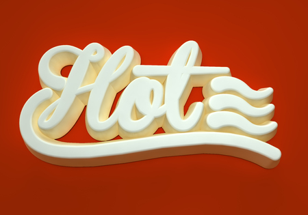 Hot white 3D wording on dark red backgroundの写真素材