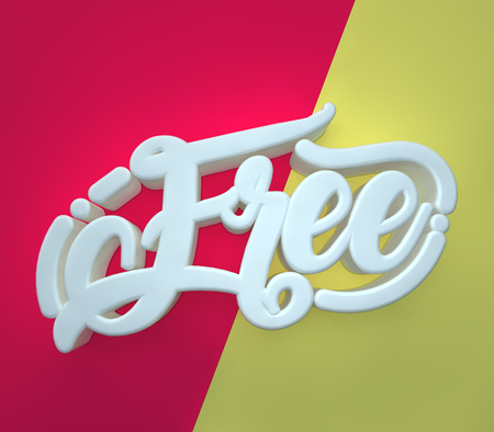 Free white 3D wording on red yellow backgroundの写真素材