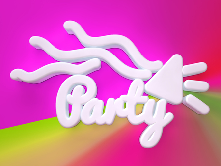 Party 3D white wording on rainbow colors backgroundの写真素材