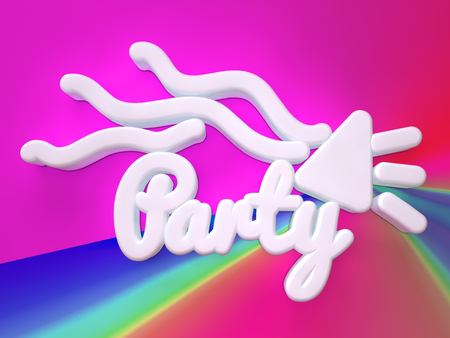 Party 3D white wording on colors backgroundの写真素材