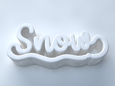 Snow 3D white wording on white color backgroundの写真素材