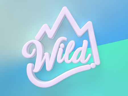 Wild 3D white wording on green blue colors backgroundの写真素材