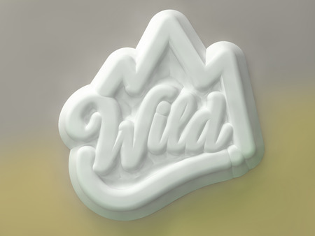 Wild 3D white wording on gray yellow colors backgroundの写真素材