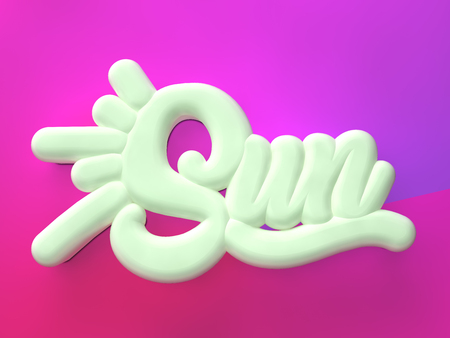 Sun 3D white wording on hot pink colors backgroundの写真素材