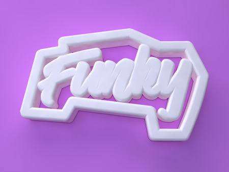 Funky  3D white wording on blue purple colors backgroundの写真素材