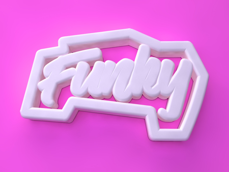 Funky  3D white wording on pink colors backgroundの写真素材