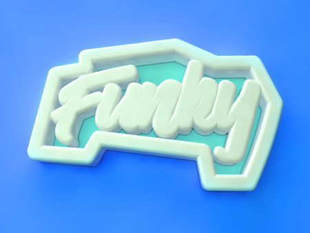 Funky  3D white wording on blue green colors backgroundの写真素材