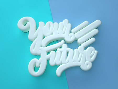 Your Future 3D white wording on light blue colors backgroundの写真素材