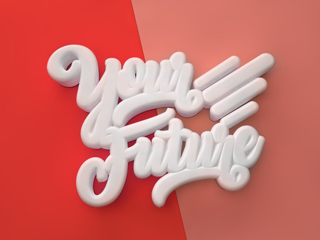 Your Future 3D white wording on red colors backgroundの写真素材