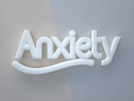 Anxiety 3D white wording on calm colors backgroundの写真素材