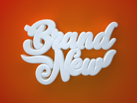Brand New 3D white wording on red orange backgroundの写真素材