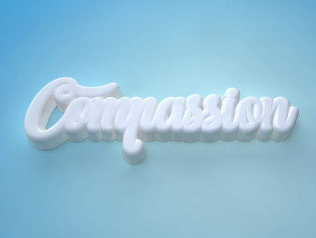 Compassion 3D white wording on light blue backgroundの写真素材