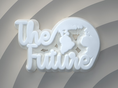 The Future 3D white wording on decorative circle backgroundの写真素材
