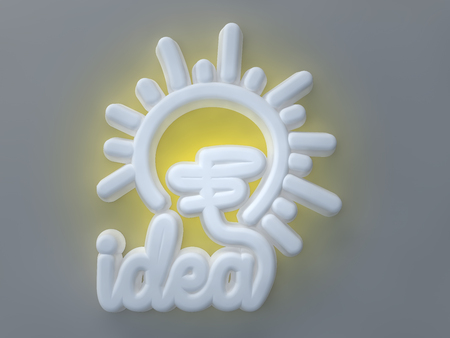 Idea 3D white wording on gray yellow backgroundの写真素材